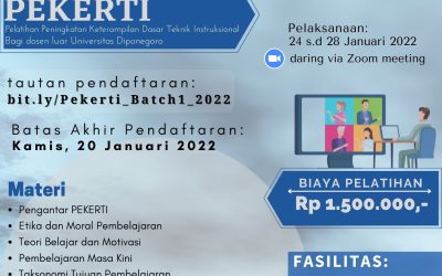 Pendaftaran Pelatihan PEKERTI Dosen Luar UNDIP Batch 1 Tahun 2022