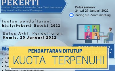 Penutupan Pendaftaran PEKERTI Dosen Luar UNDIP