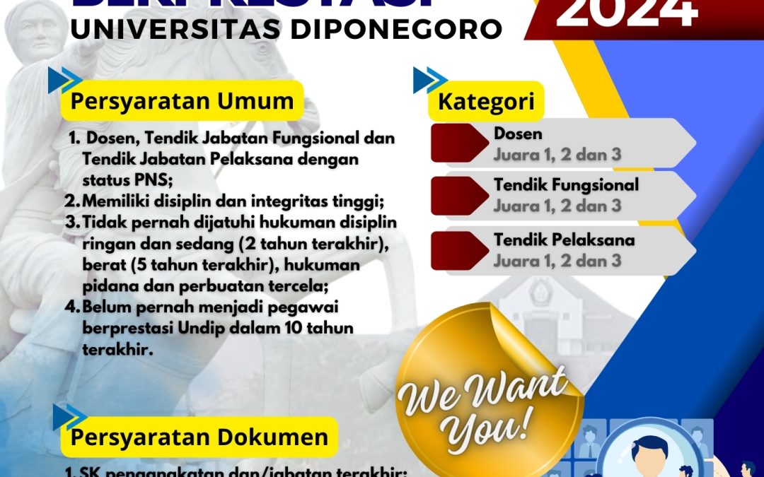 Pemilihan Pegawai Berprestasi bagi PNS Dosen dan PNS Tenaga Kependidikan (Tendik) Universitas Diponegoro 2024