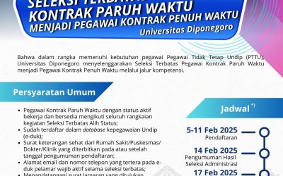 Seleksi Terbatas Pegawai Kontrak Paruh Waktu Menjadi Pegawai Kontrak Penuh Waktu Universitas Diponegoro Tahun 2025