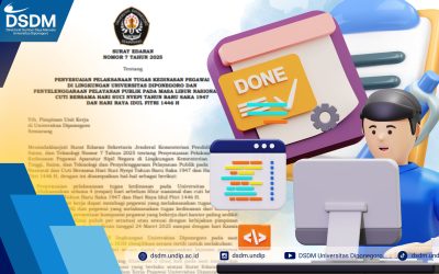 Penyesuaian Pelaksanaan Tugas Kedinasan Pegawai di Lingkungan Universitas Diponegoro dan Penyelenggaraan Pelayanan Publik Pada Masa Libur Nasional dan Cuti Bersama Hari Suci Nyepi Tahun Baru Saka 1947 dan Hari Raya Idul Fitri 1446 H