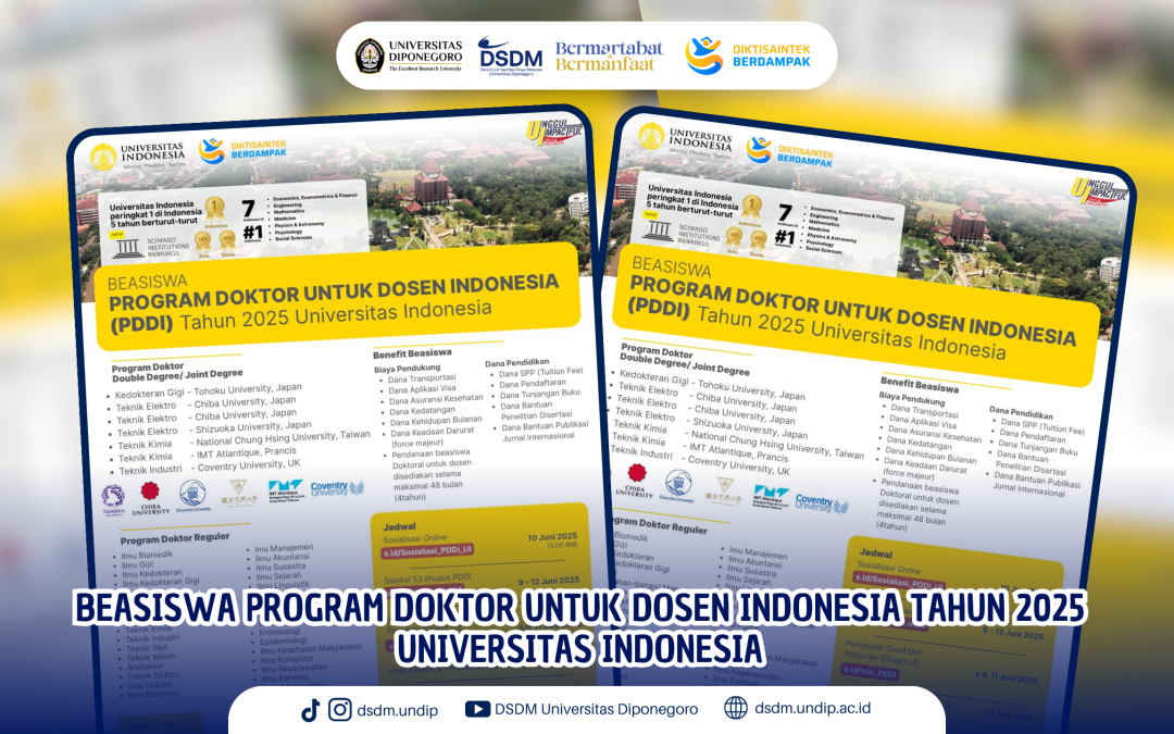 Kesempatan Beasiswa Program Doktor untuk Dosen Indonesia (PDDI) 2025 di Universitas Indonesia