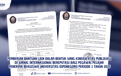 Pengumuman Bantuan Uang Kinerja atas Publikasi Jurnal Internasional bagi Pegawai Pelajar Penerima Beasiswa Undip Periode 1 Tahun 2025