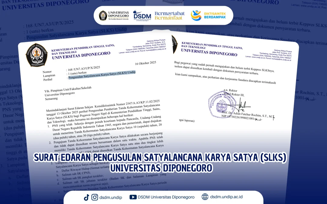 Surat Edaran Pengusulan Tanda Kehormatan Satyalancana Karya Satya bagi PNS di Lingkungan Universitas Diponegoro
