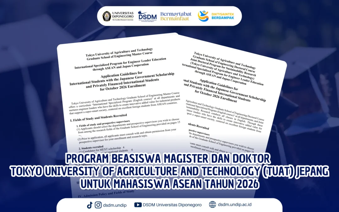 Kesempatan Studi ke Jepang: TUAT Buka Program Beasiswa Magister dan Doktor Jalur ASEAN