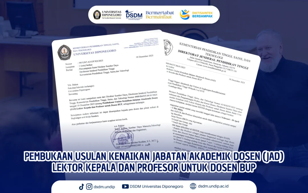 Pembukaan Usulan Kenaikan Jabatan Akademik Dosen (JAD) Lektor Kepala dan Profesor untuk Dosen BUP