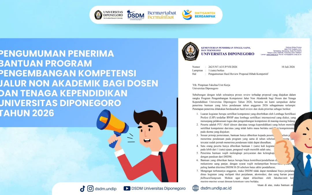 Selamat! Hasil Review Proposal Hibah Kompetitif Pengembangan Kompetensi Tahun 2026 Telah Ditetapkan